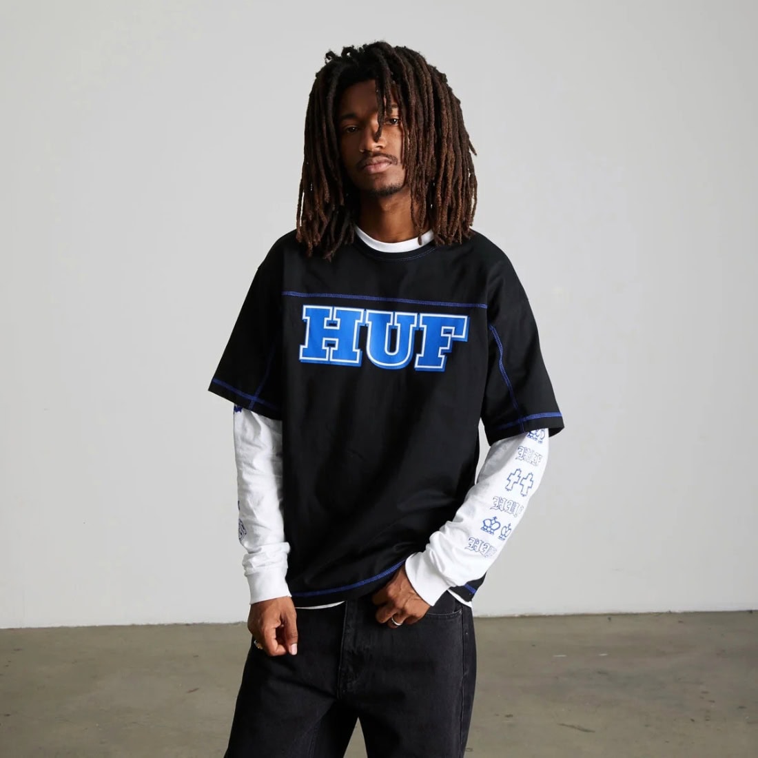 Huf Legacy Football Tee - Black - Mens Graphic T-Shirt by Huf