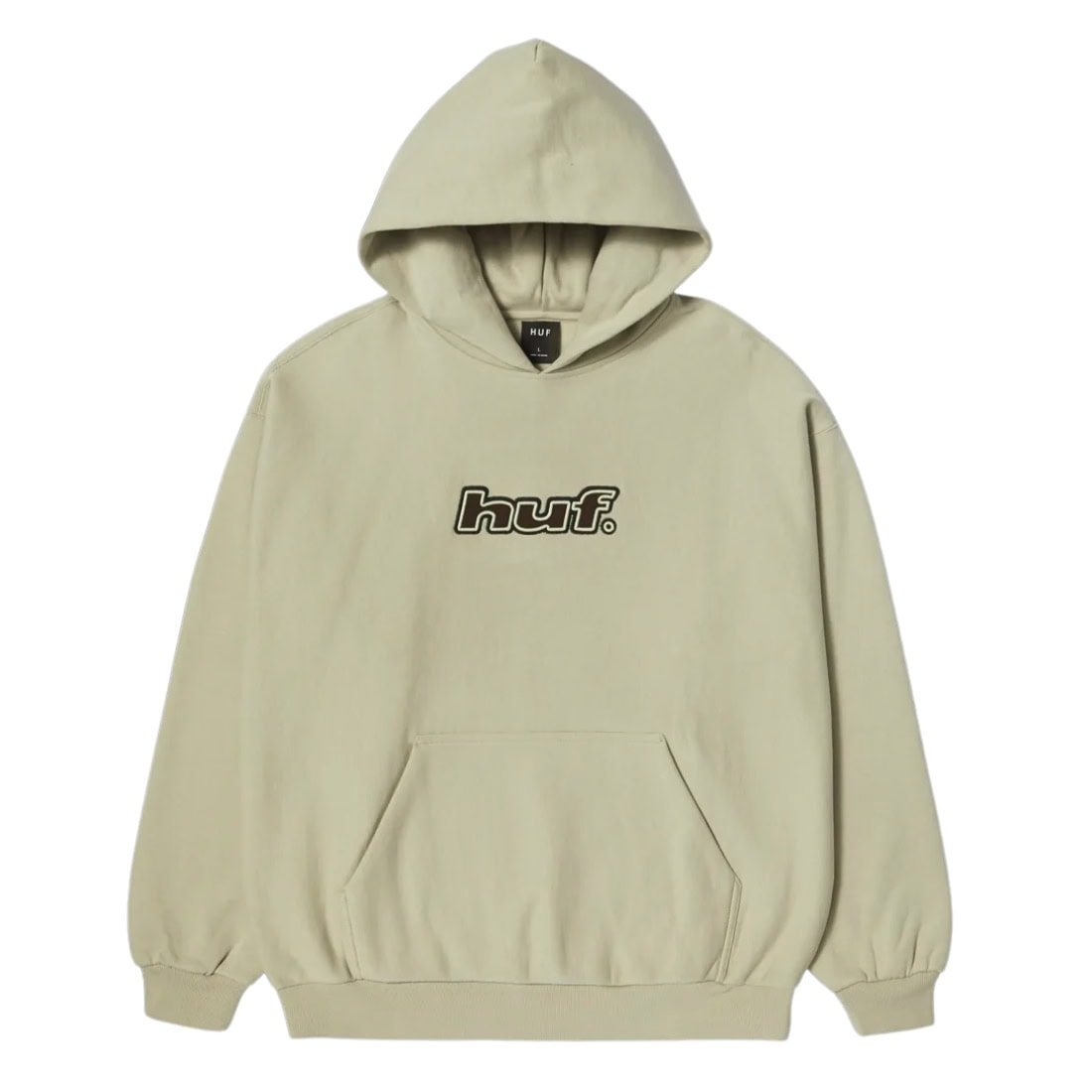 Huf Logo Applique Pullover Hoodie - Putty - Mens Pullover Hoodie by Huf