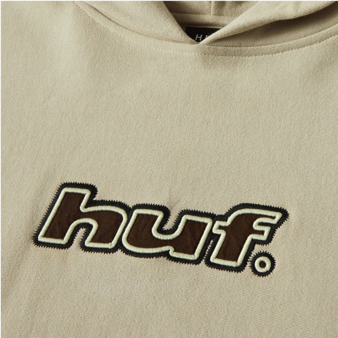 Huf Logo Applique Pullover Hoodie - Putty - Mens Pullover Hoodie by Huf