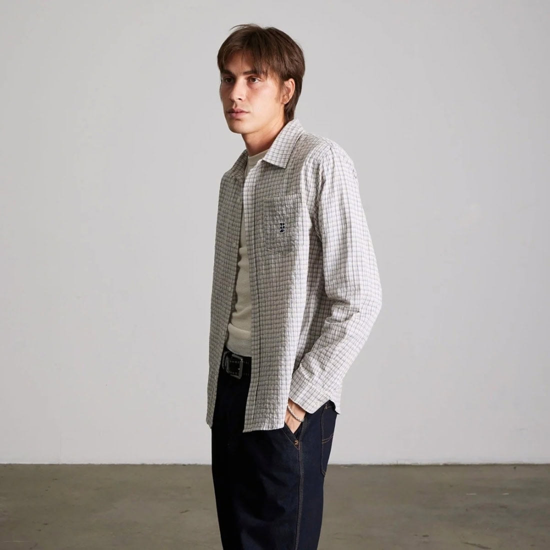 Huf Megablast Longsleeve Woven Shirt - Natural - Mens Casual Shirt by Huf