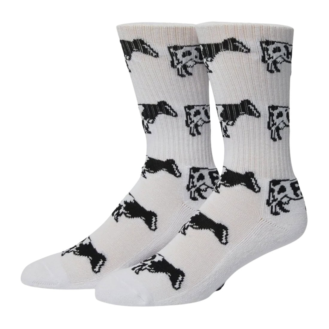 Huf Moo Crew Socks - White - Unisex Crew Length Socks by Huf One Size