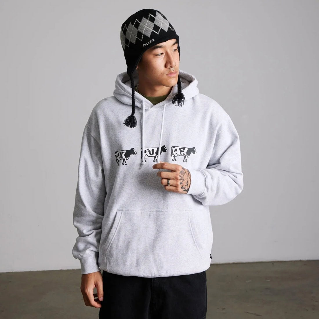 Huf Moo Pullover Hoodie - Heather Grey
