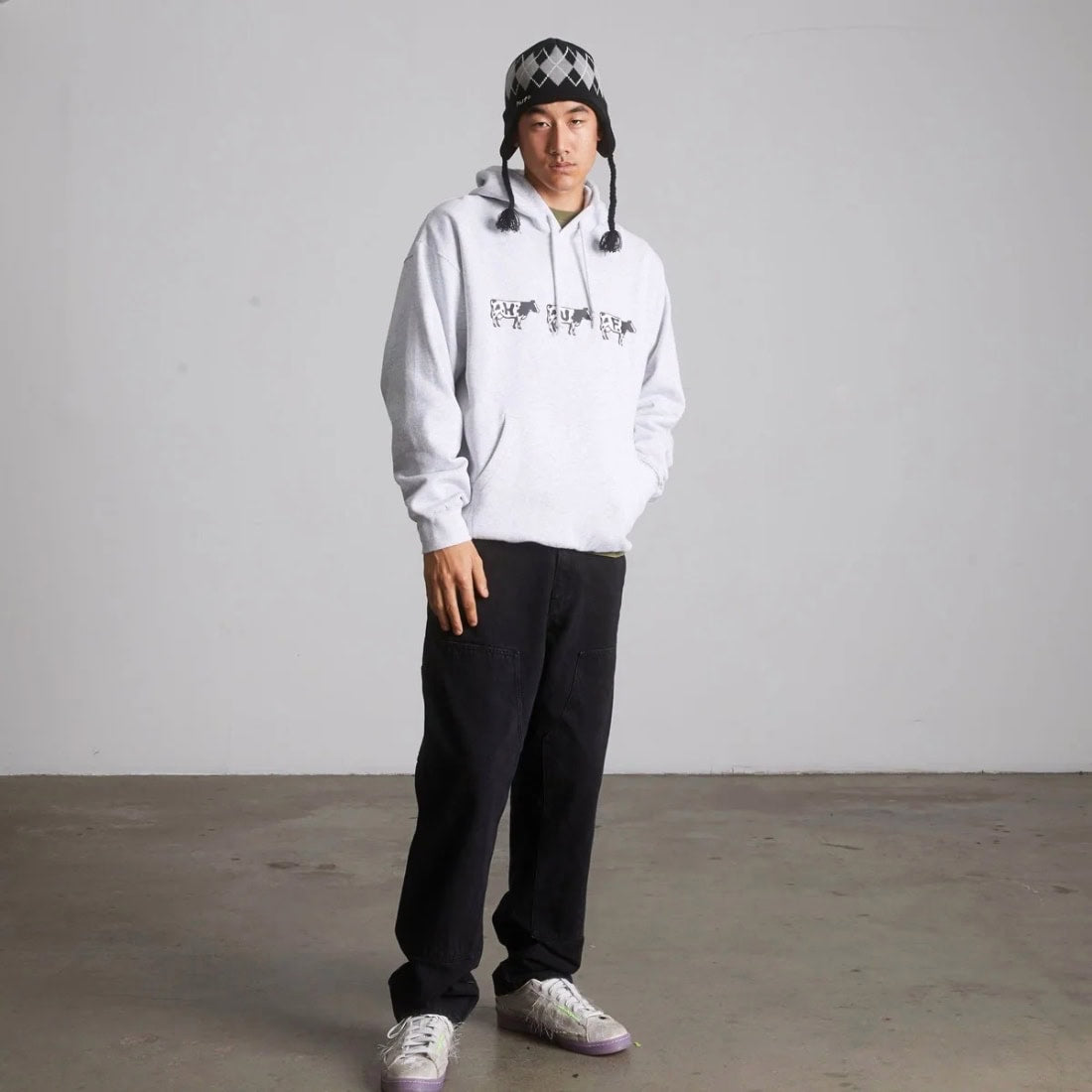 Huf Moo Pullover Hoodie - Heather Grey