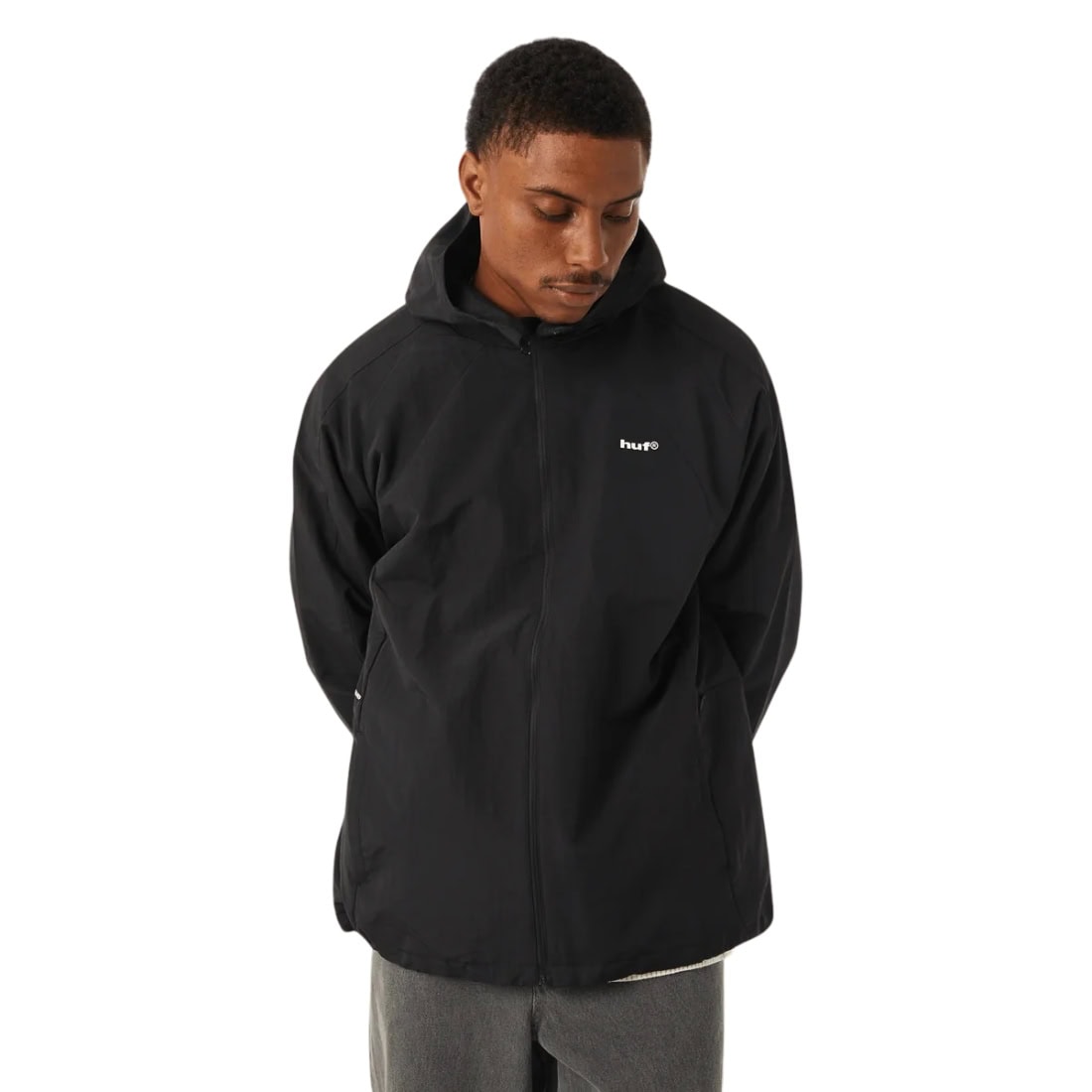 Huf Set Shell Jacket - Blackout - Mens Windbreaker/Rain Jacket by Huf