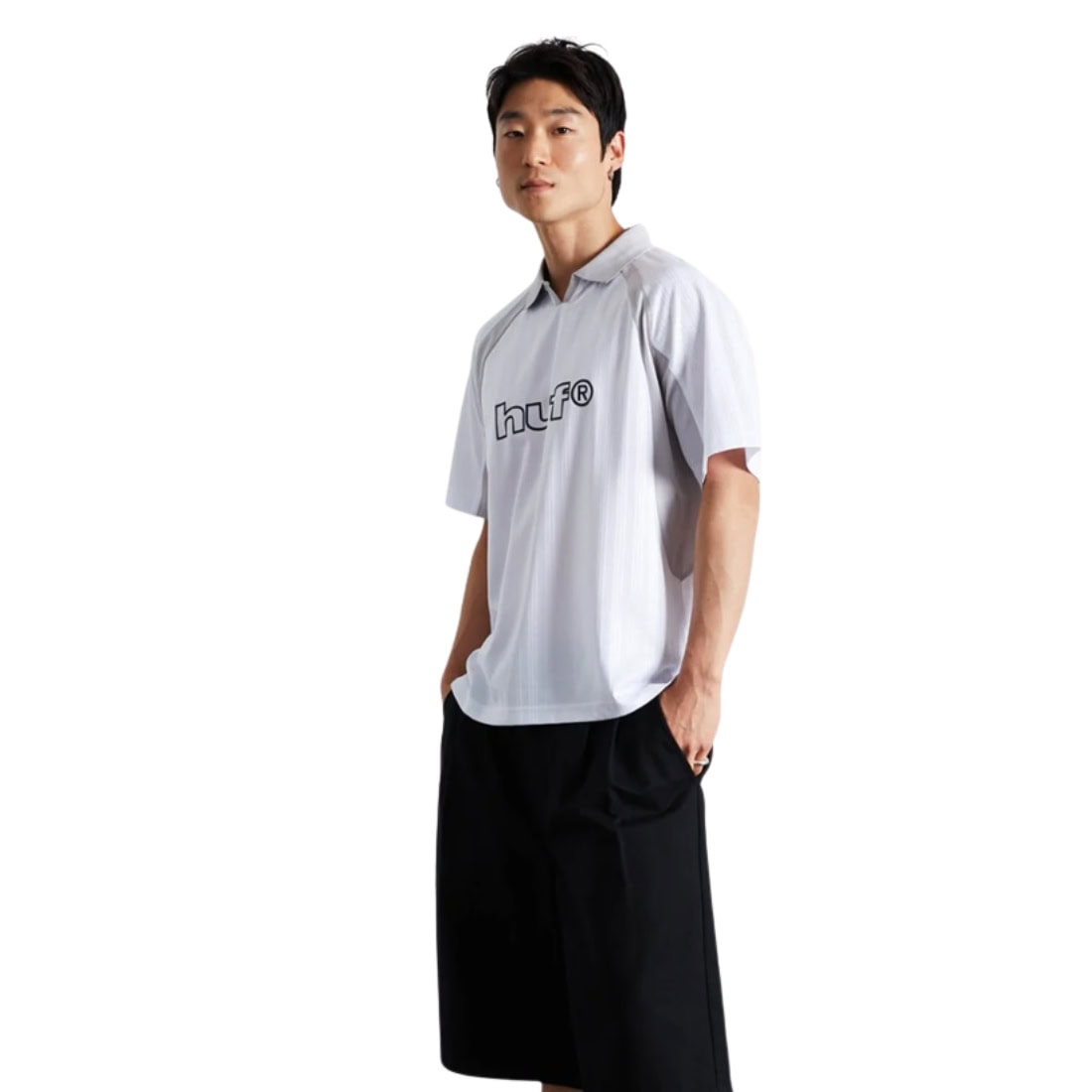 Huf Sideline Soccer Jersey - White - Mens Graphic T-Shirt by Huf