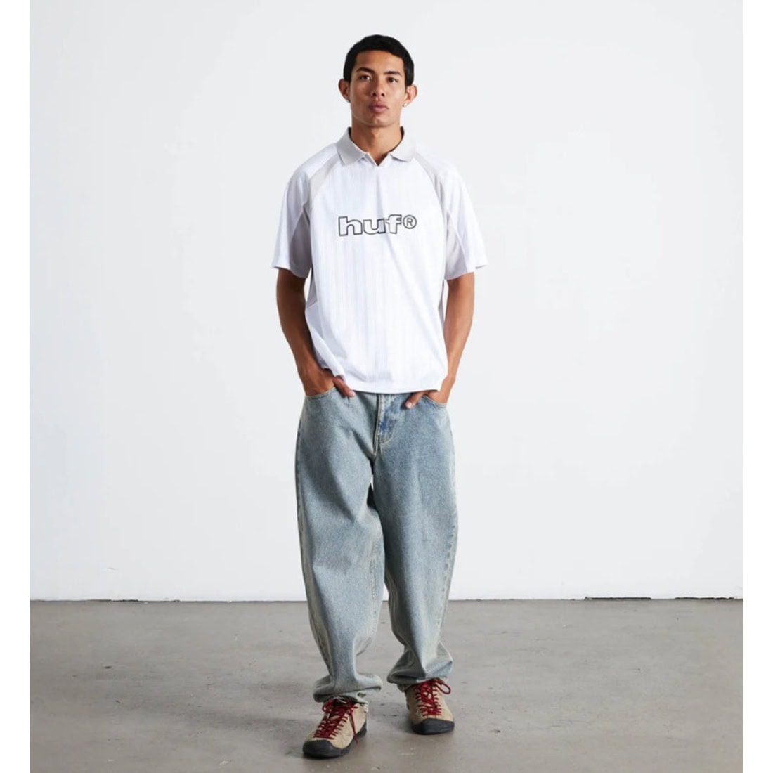 Huf Sideline Soccer Jersey - White - Mens Graphic T-Shirt by Huf