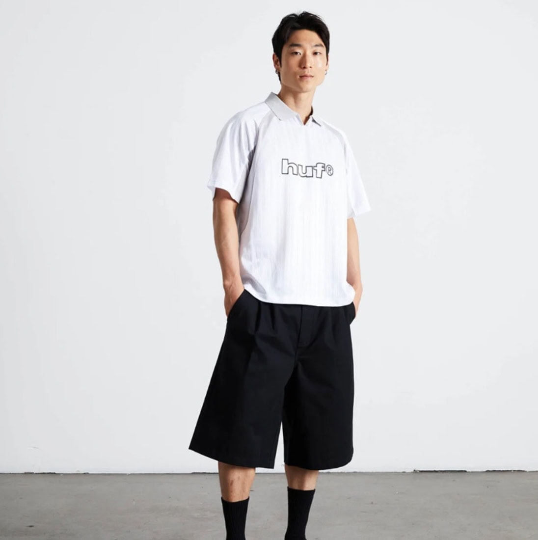 Huf Sideline Soccer Jersey - White - Mens Graphic T-Shirt by Huf