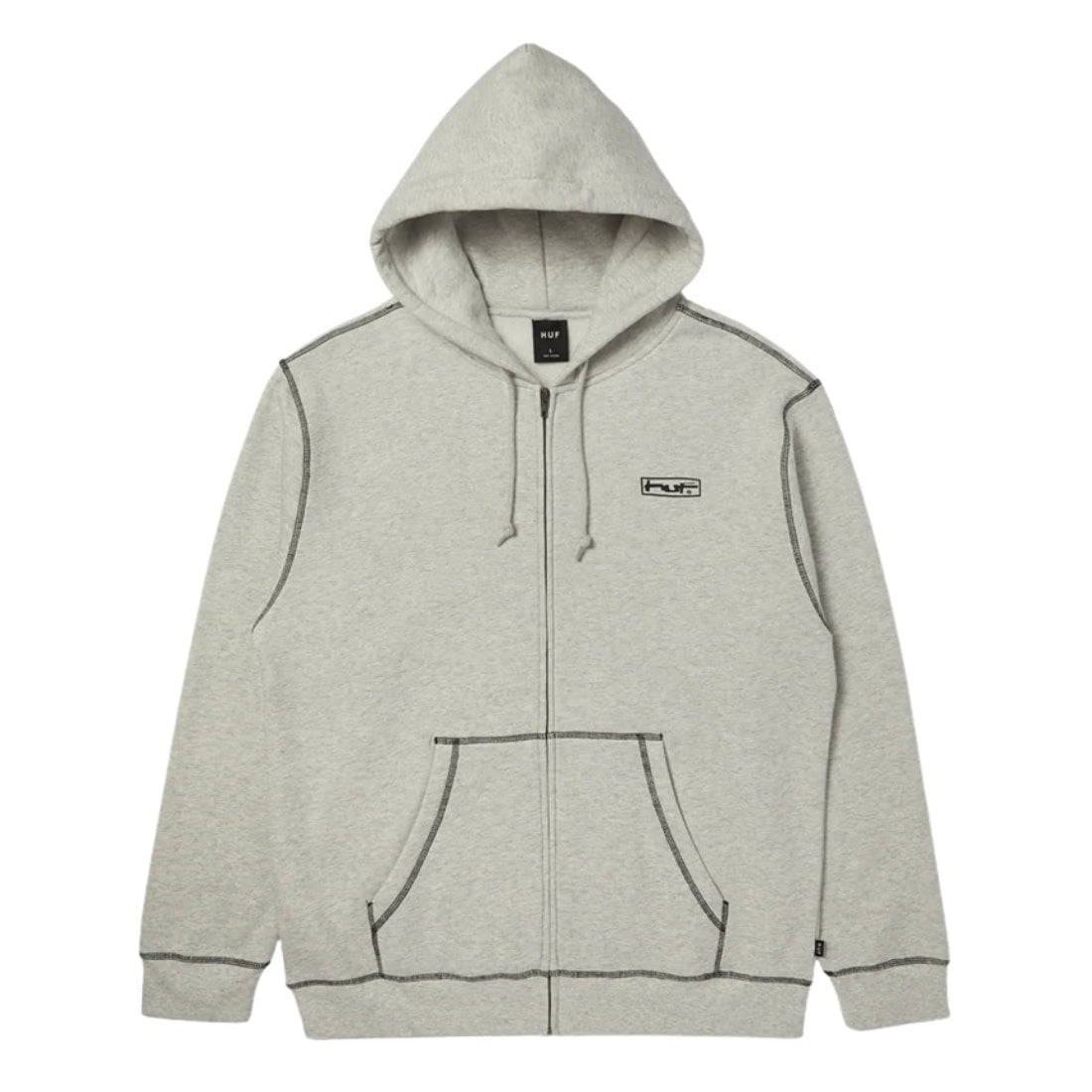 Huf Stretch Full Zip Hoodie - Ash - Mens Zip Up Hoodie by Huf