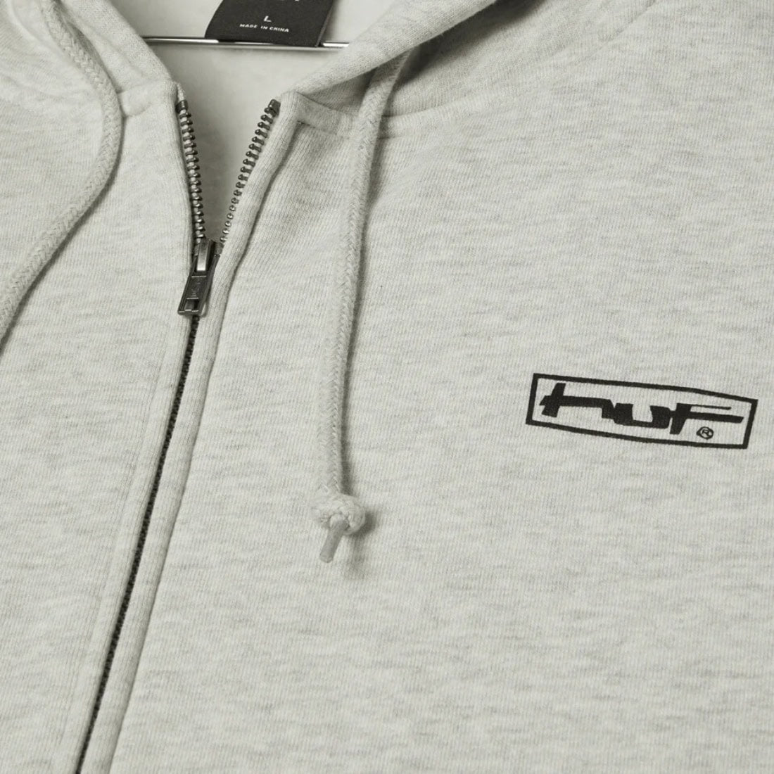 Huf Stretch Full Zip Hoodie - Ash - Mens Zip Up Hoodie by Huf
