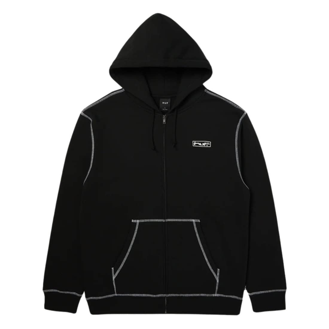 Huf Stretch Full Zip Hoodie - Black - Mens Zip Up Hoodie by Huf