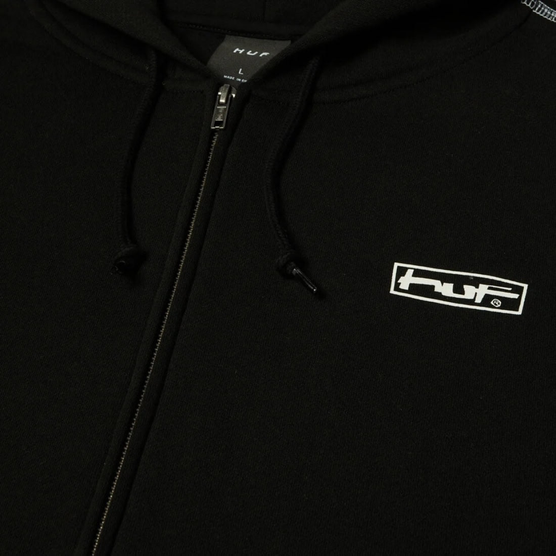 Huf Stretch Full Zip Hoodie - Black - Mens Zip Up Hoodie by Huf