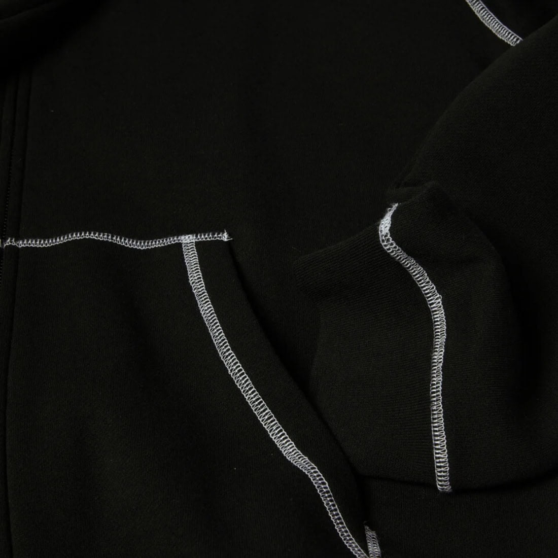 Huf Stretch Full Zip Hoodie - Black - Mens Zip Up Hoodie by Huf
