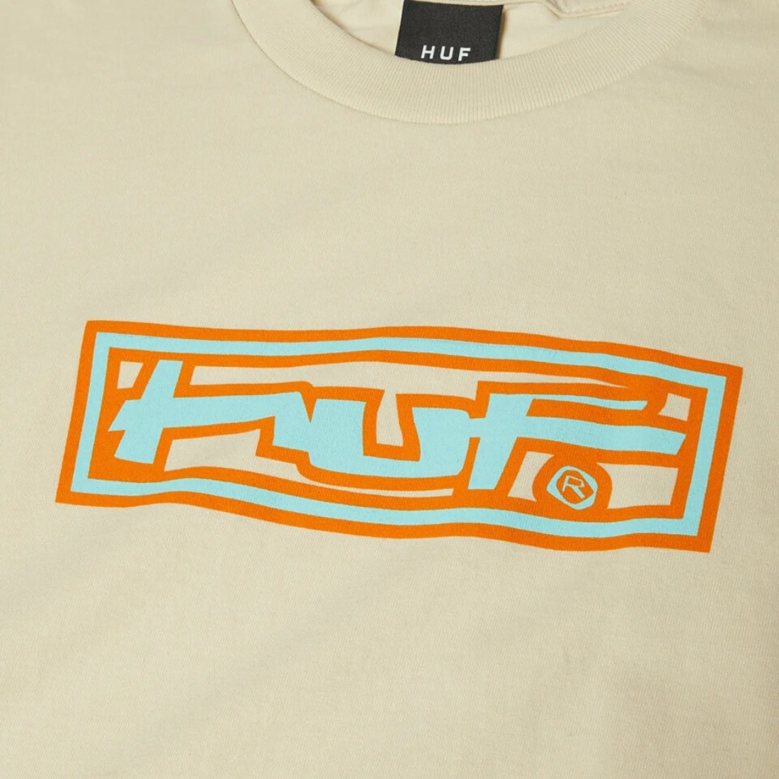 Huf Stretch T-Shirt - Cream - Mens Graphic T-Shirt by Huf