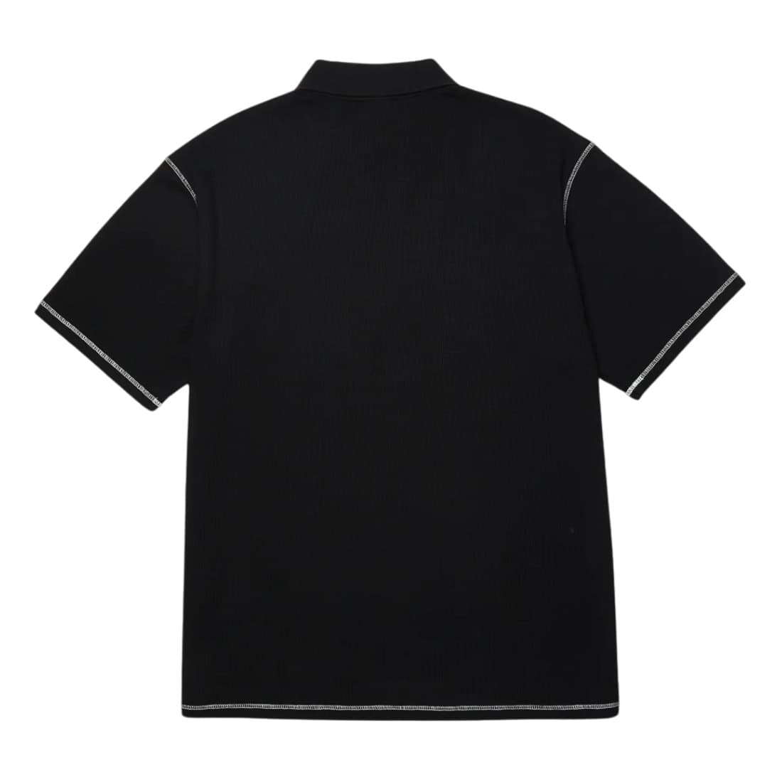 Huf Waffle Knit Contrast Polo Top - Black - Mens Polo Shirt by Huf