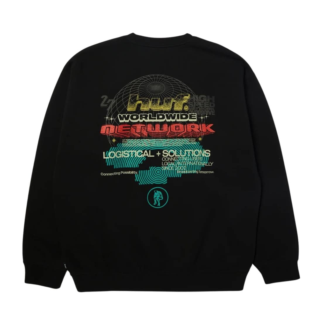 Huf Worldwide Network Crew - Black - Mens Crew Neck Sweatshirt by Huf