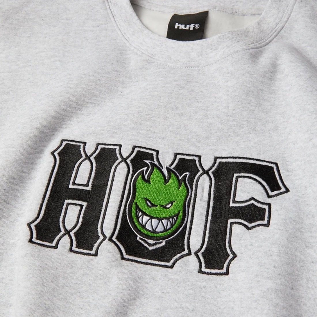 Huf x Spitfire Union Crewneck - Heather Grey - Mens Crew Neck Sweatshirt by Huf