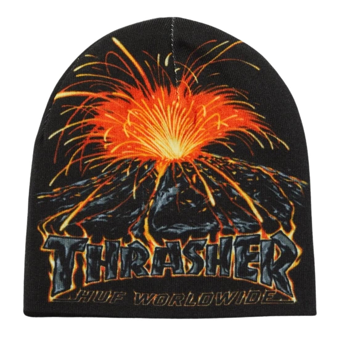 Huf x Thrasher Meltdown Reversible Beanie - Black - Fold Beanie by Huf
