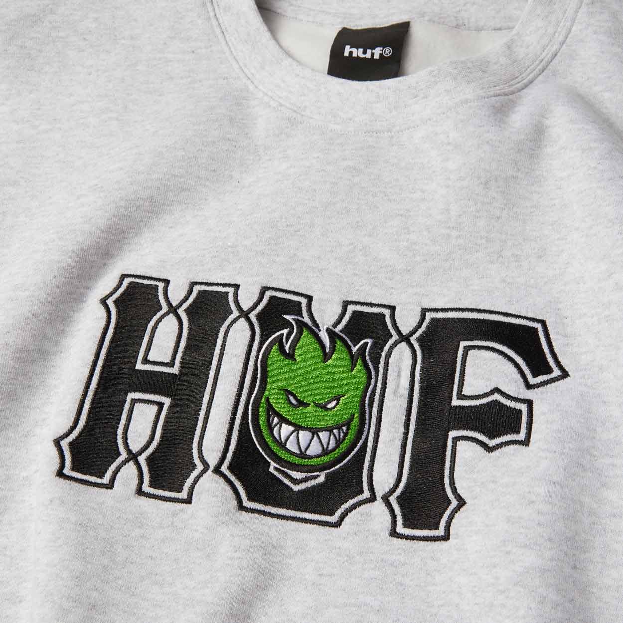 Huf X Spitfire Union Crewneck - Heather Grey - Mens Crew Neck Sweatshirt by Huf