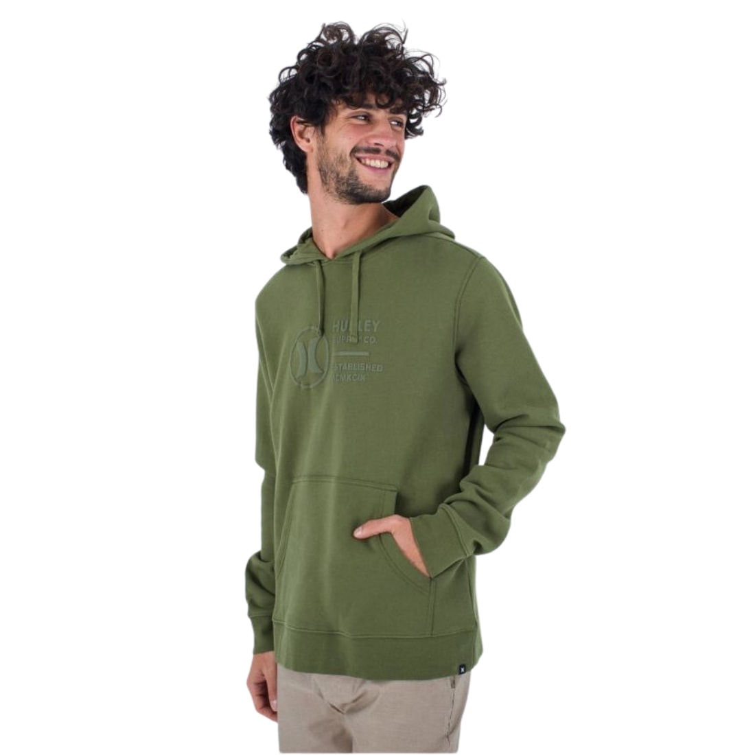 Hurley Cut Pullover Fleece Hoodie - Moss Green - Mens Pullover Hoodie by Hurley