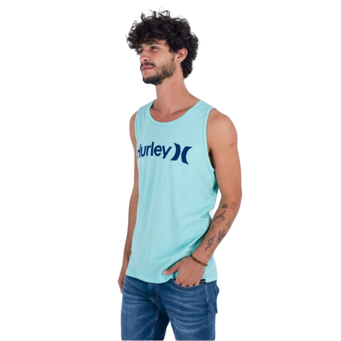 Hurley Everyday One & Only Solid Tank Top Vest - Tropical Mist Heather - Mens Surf Brand Vest/Tank Top by Hurley