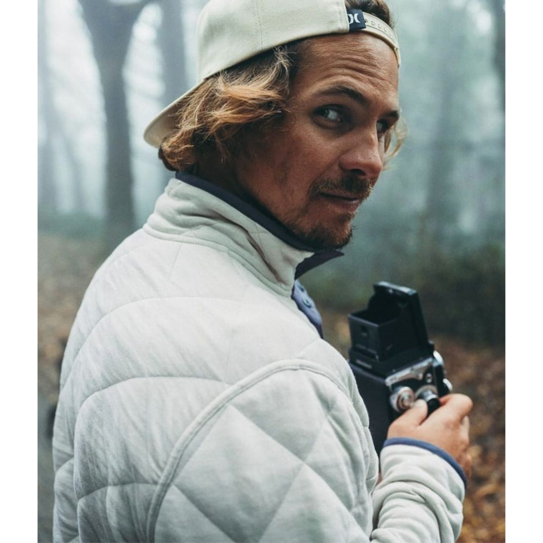 Hurley Middleton Quilted 1/4 Zip Snap Fleece - Bone - Mens Zip Up Hoodie by Hurley