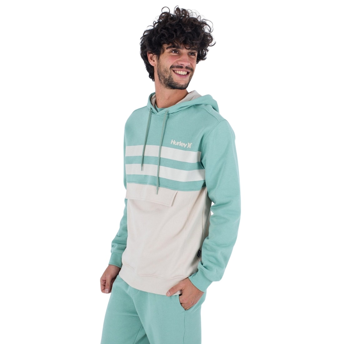 Hurley Oceancare Block Party Pullover Hoodie - Cilantro - Mens Pullover Hoodie by Hurley