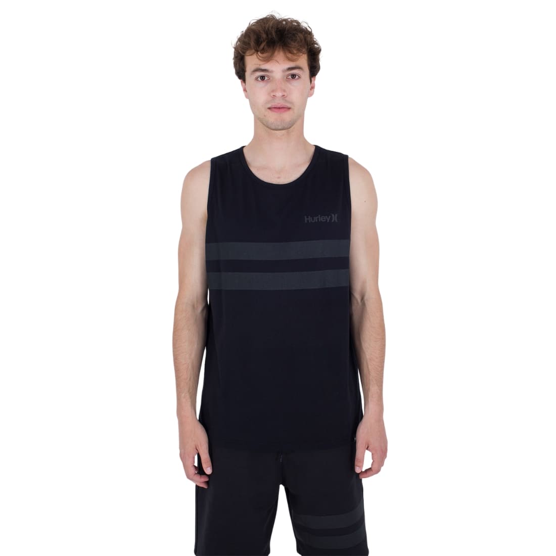 Hurley Oceancare Stripes Tank Top Vest - Black Heather - Mens Surf Brand Vest/Tank Top by Hurley