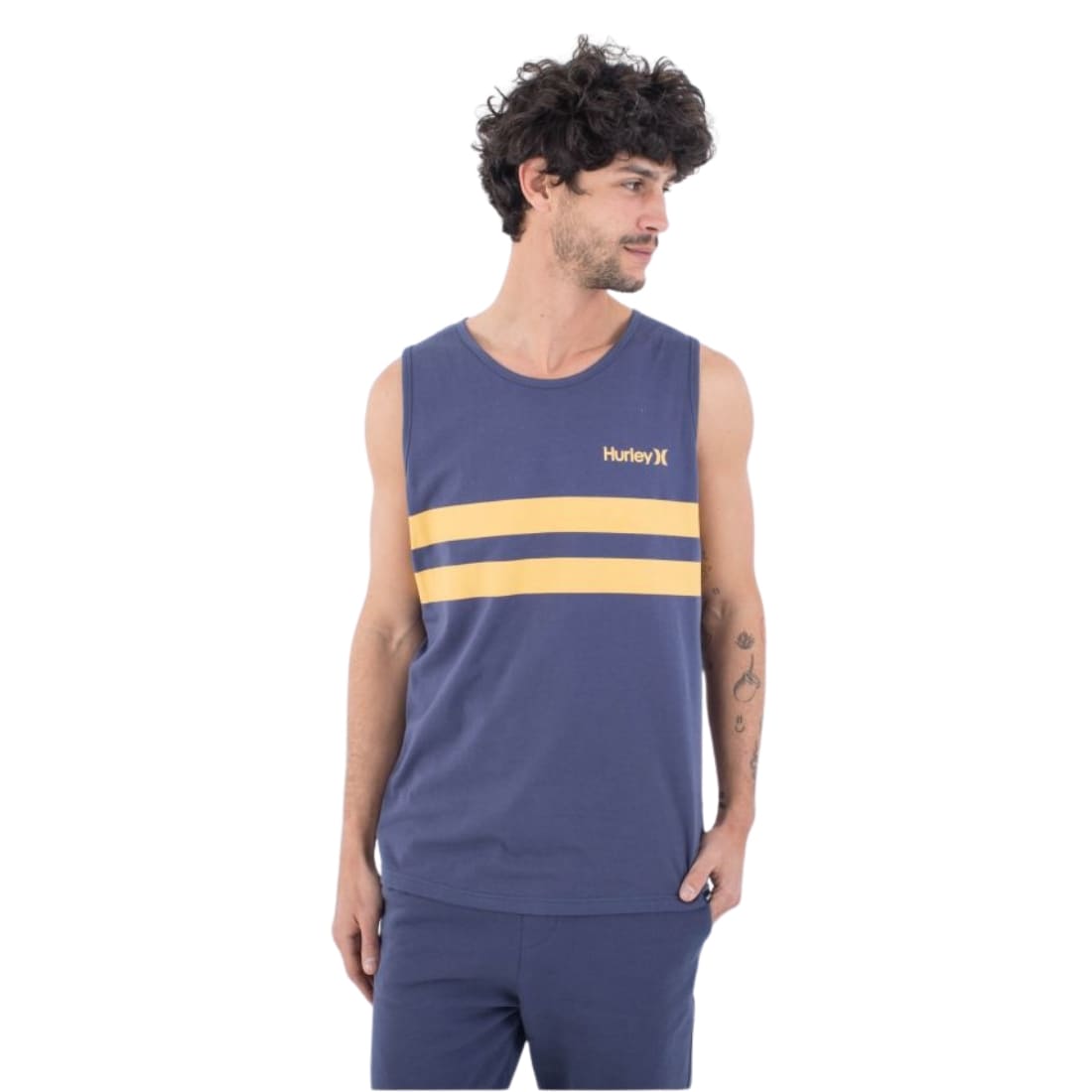 Hurley Oceancare Stripes Tank Top Vest - Submarine - Mens Surf Brand Vest/Tank Top by Hurley