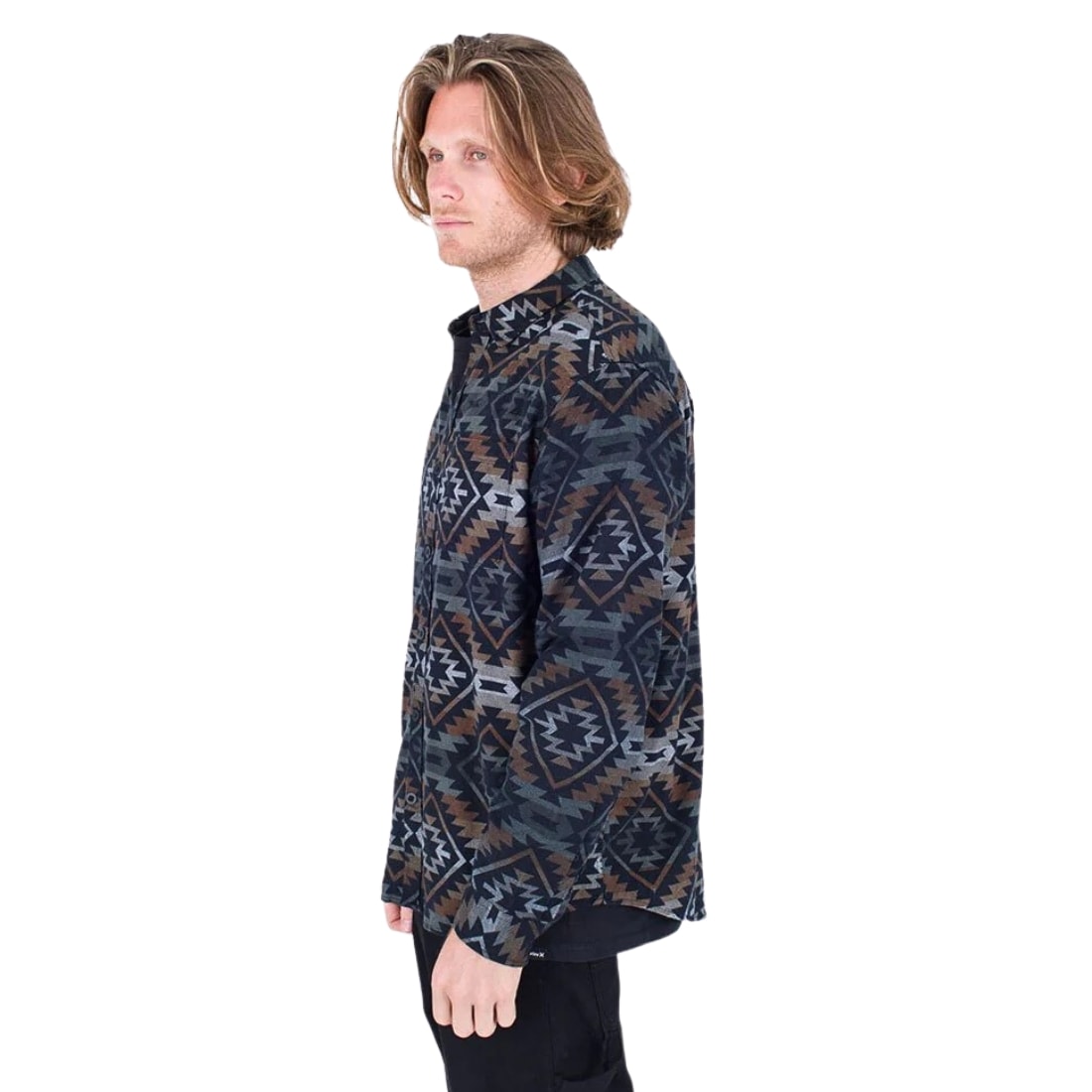 Hurley Portland Organic Flannel Longsleeve Shirt - Bronzed Print - Mens Flannel Shirt by Hurley
