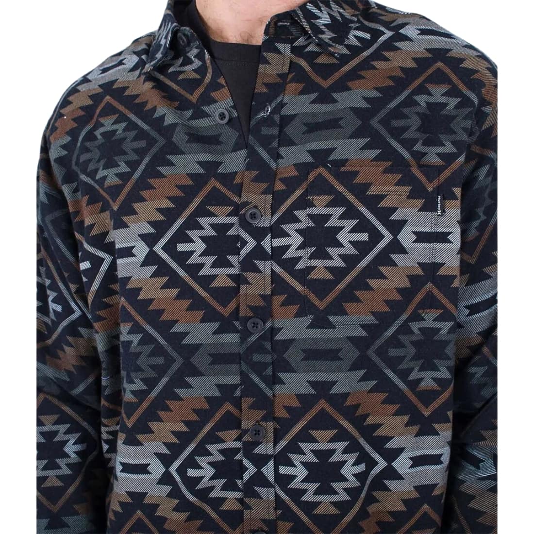 Hurley Portland Organic Flannel Longsleeve Shirt - Bronzed Print - Mens Flannel Shirt by Hurley