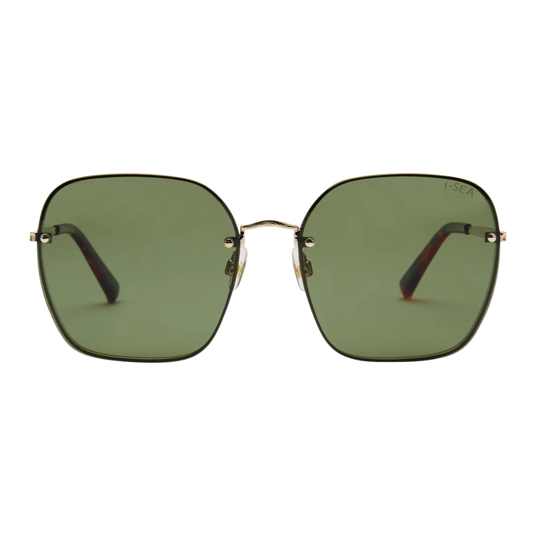 I-Sea Emerson Polarised Sunglasses - Gold/Green - Square/Rectangular Sunglasses by I-Sea