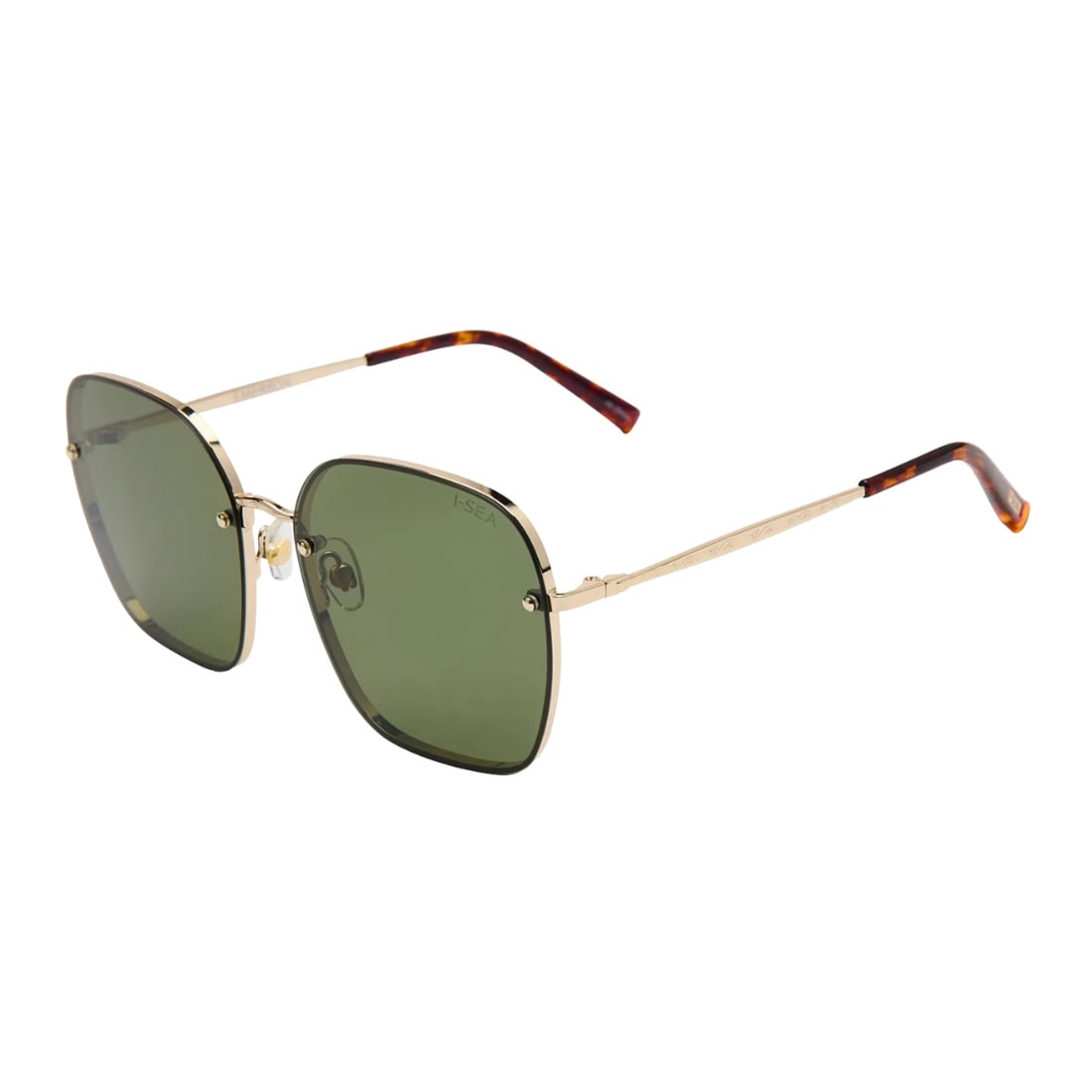 I-Sea Emerson Polarised Sunglasses - Gold/Green - Square/Rectangular Sunglasses by I-Sea