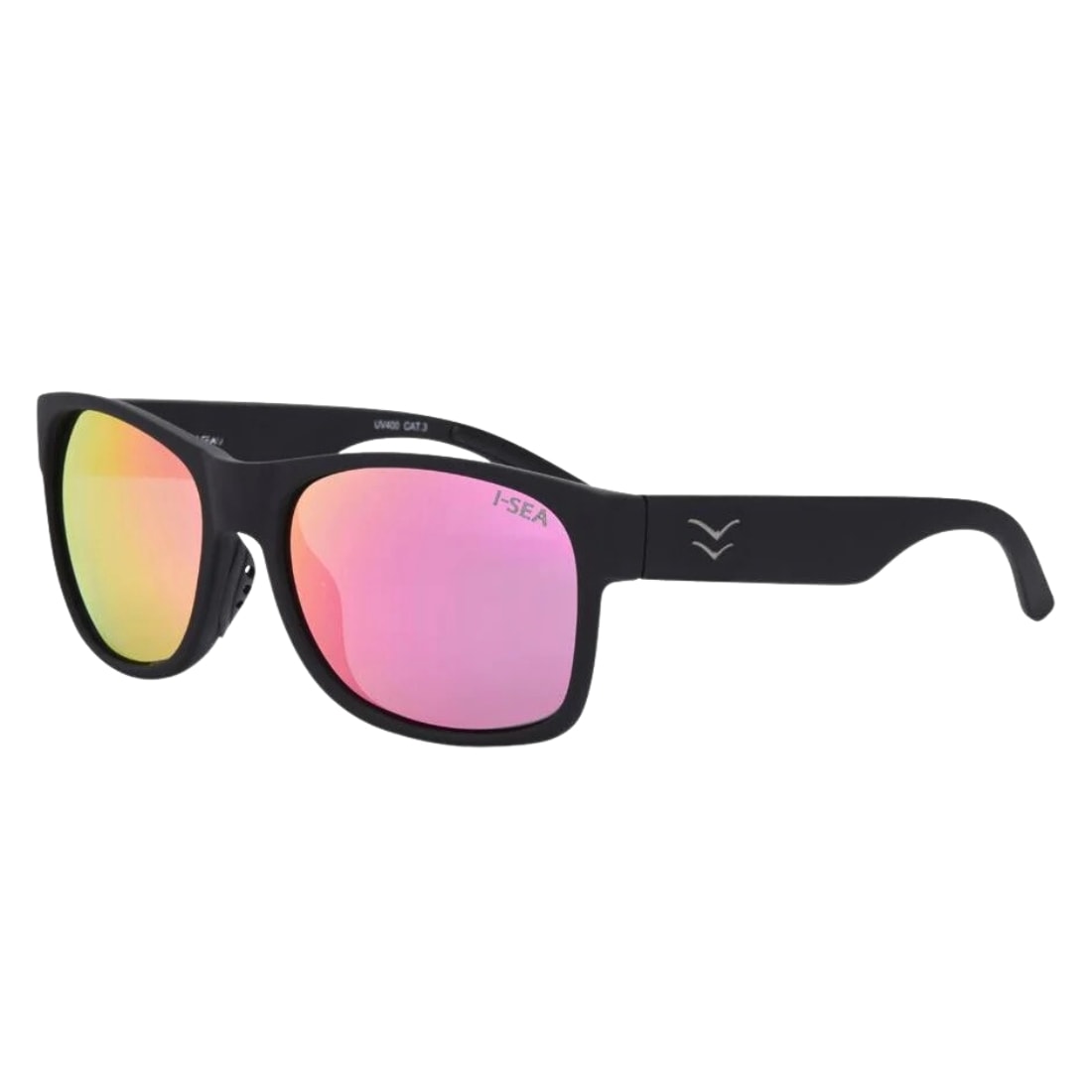 I-Sea Seven Seas Polarised Sunglasses - Black Rubber/Purple Mirror Polarized Lens - Square/Rectangular Sunglasses by I-Sea