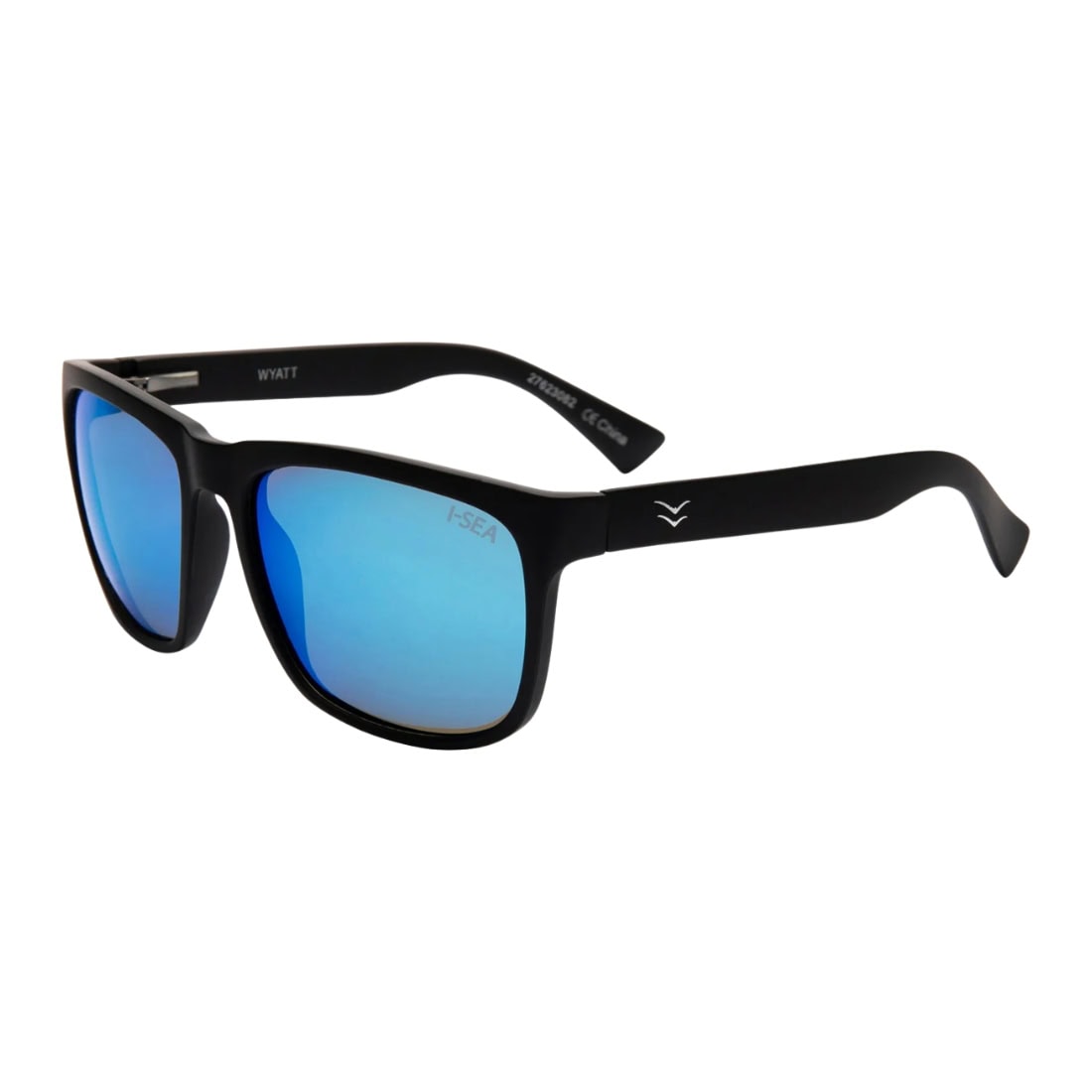 I-Sea Wyatt Polarised Sunglasses - Black/Blue - Square/Rectangular Sunglasses by I-Sea
