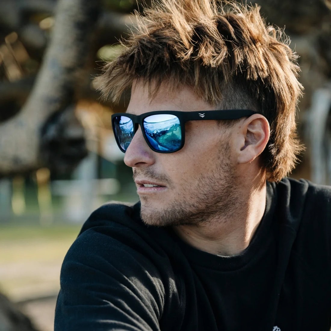 I-Sea Wyatt Polarised Sunglasses - Black/Blue - Square/Rectangular Sunglasses by I-Sea