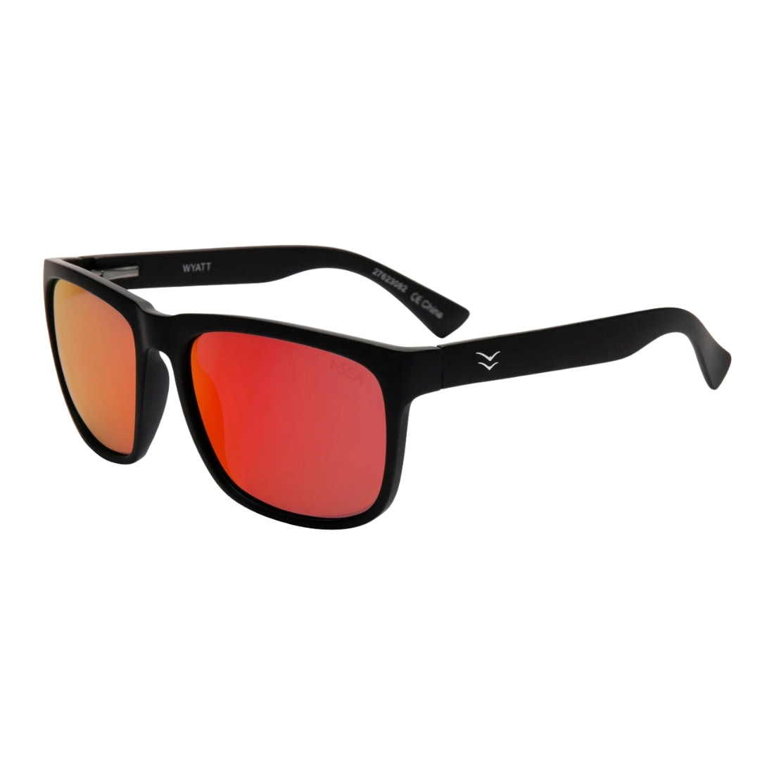 I-Sea Wyatt Polarised Sunglasses - Black/Red - Square/Rectangular Sunglasses by I-Sea