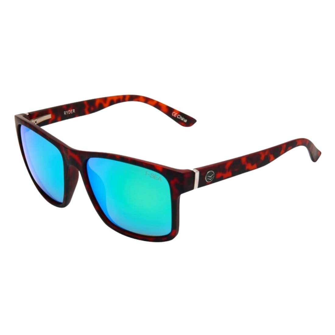 I-Sea Ryder Polarised Sunglasses - Tort/Green - Square/Rectangular Sunglasses by I-Sea