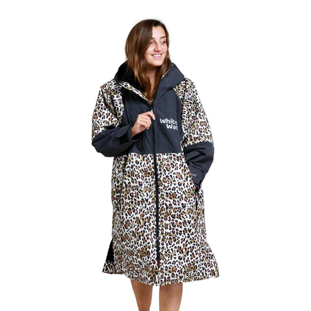 White Water Hardshell Drying / Changing Robe - Animal Print/Black Lining - Changing Robe Poncho Towel by White Water