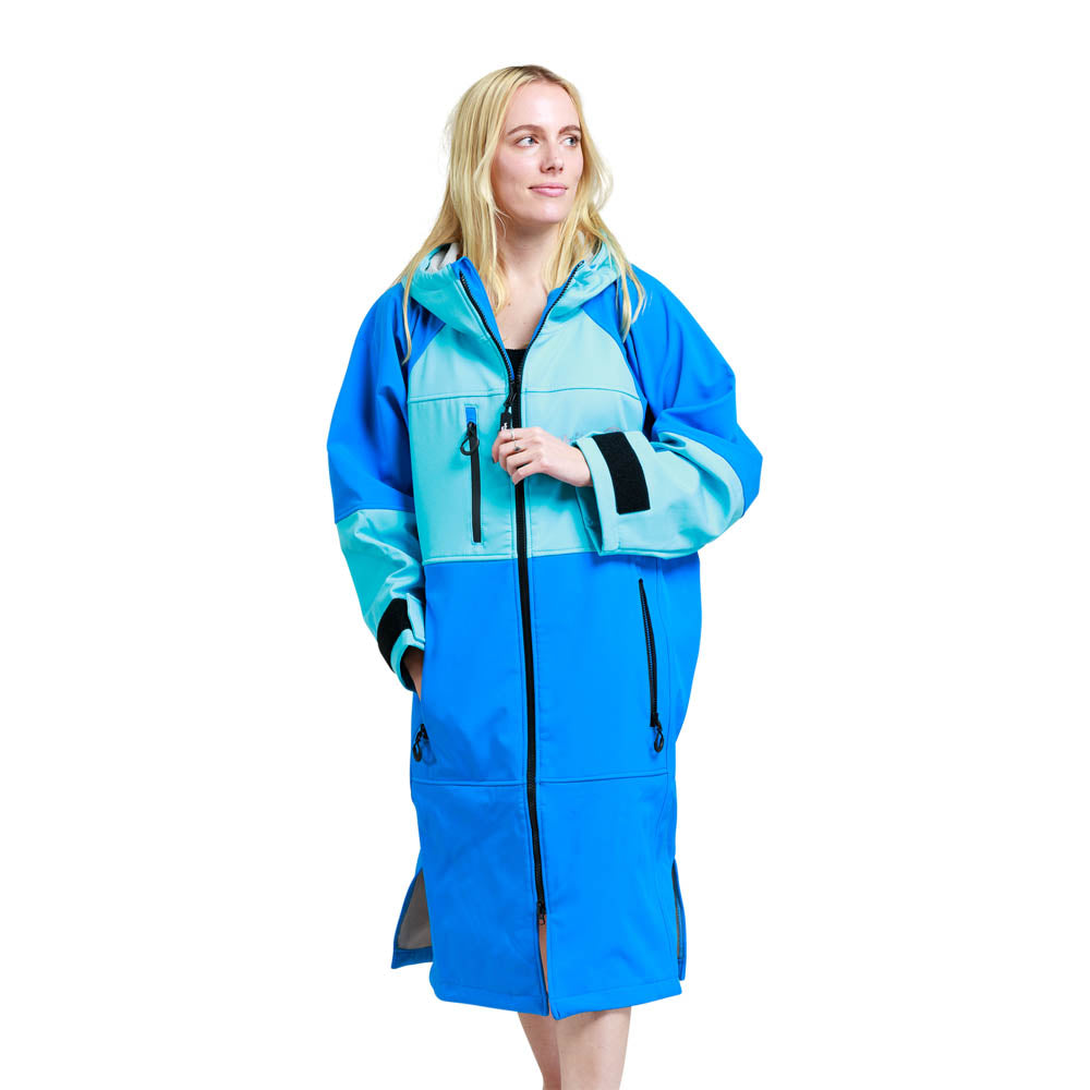 White Water Softshell Drying / Changing Robe - Cobalt Blue/Grey Lining - Changing Robe Poncho Towel by White Water