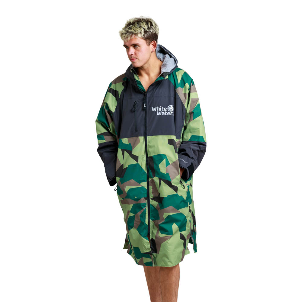 White Water Hard Shell Drying / Changing Robe - Camo/Black/Grey Lining - Changing Robe Poncho Towel by White Water