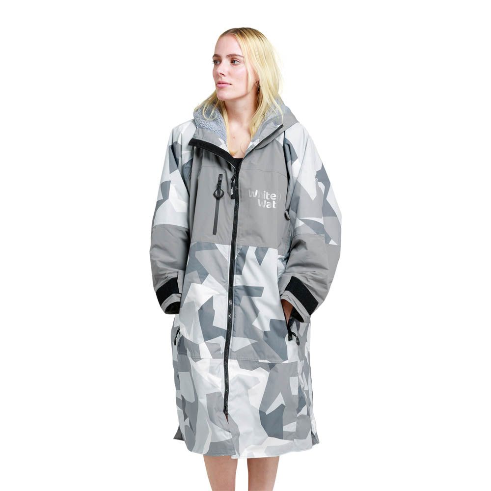 White Water Hard Shell Drying / Changing Robe - Arctic Camo/Grey Lining - Changing Robe Poncho Towel by White Water