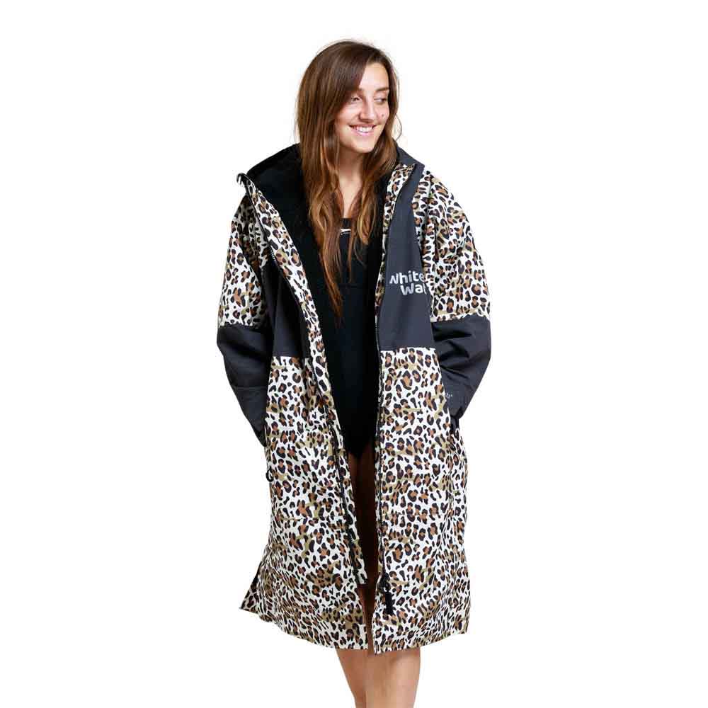 White Water Hardshell Drying / Changing Robe - Animal Print/Black Lining - Changing Robe Poncho Towel by White Water