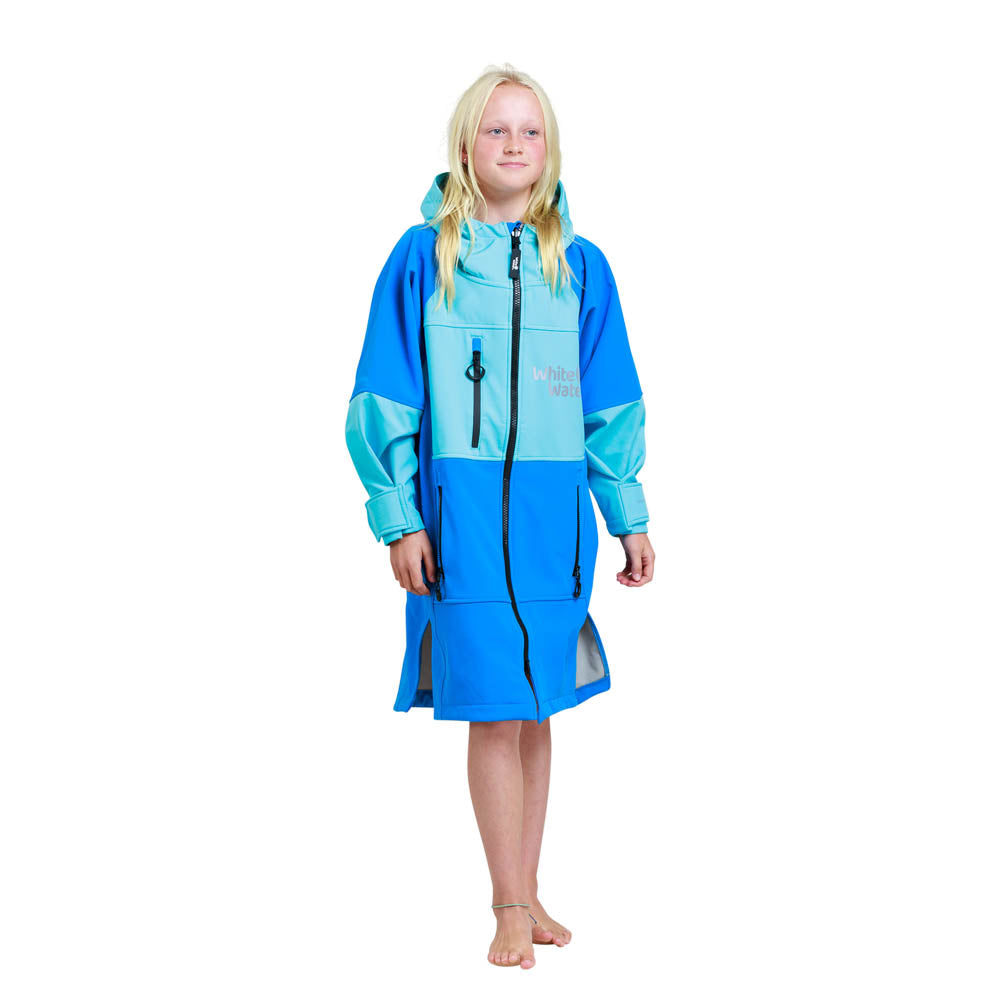 White Water Kids Soft Shell Childrens Drying / Changing Robe - Cobalt/Grey Lining - Changing Robe Poncho Towel by White Water One Size