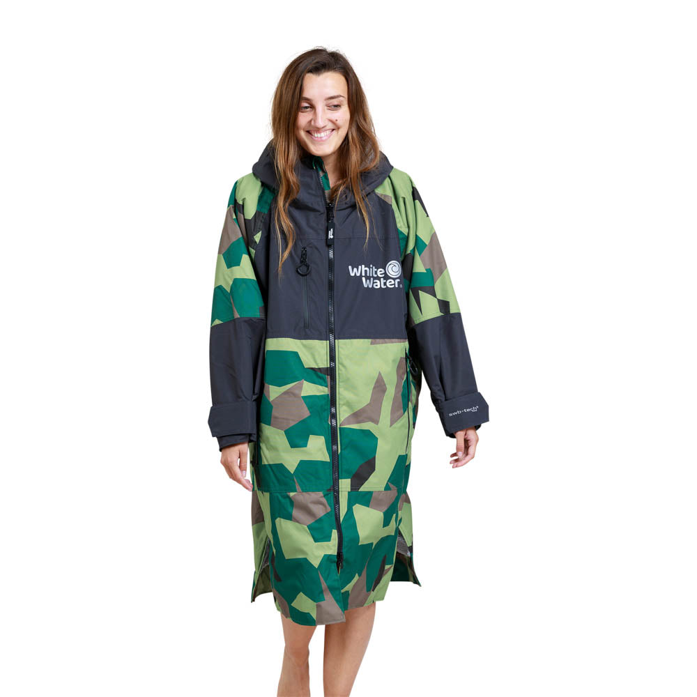White Water Hard Shell Drying / Changing Robe - Camo/Black/Grey Lining - Changing Robe Poncho Towel by White Water