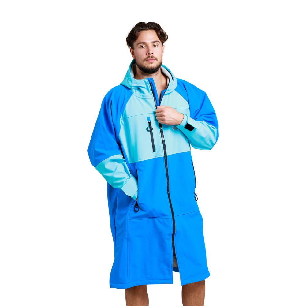 White Water Softshell Drying / Changing Robe - Cobalt Blue/Grey Lining - Changing Robe Poncho Towel by White Water