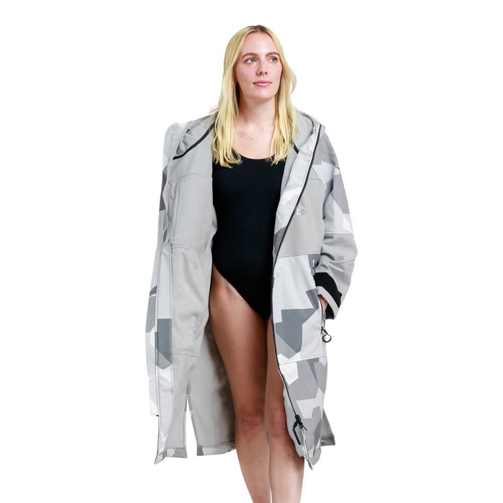 White Water Soft Shell Drying / Changing Robe - Arctic Camo/Grey Lining - Changing Robe Poncho Towel by White Water