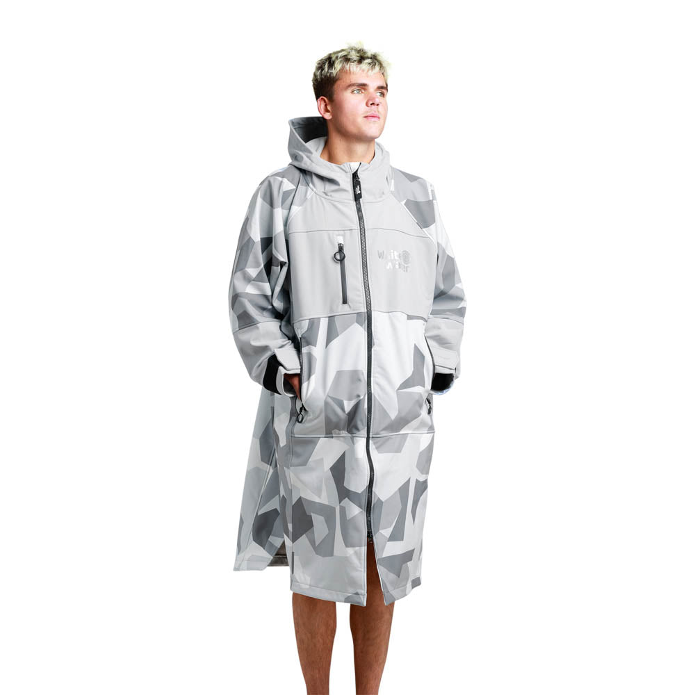 White Water Soft Shell Drying / Changing Robe - Arctic Camo/Grey Lining - Changing Robe Poncho Towel by White Water
