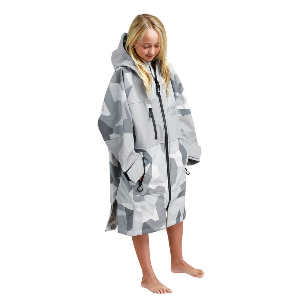 White Water Kids Soft Shell Childrens Drying / Changing Robe - Arctic Camo/Grey Lining - Changing Robe Poncho Towel by White Water One Size