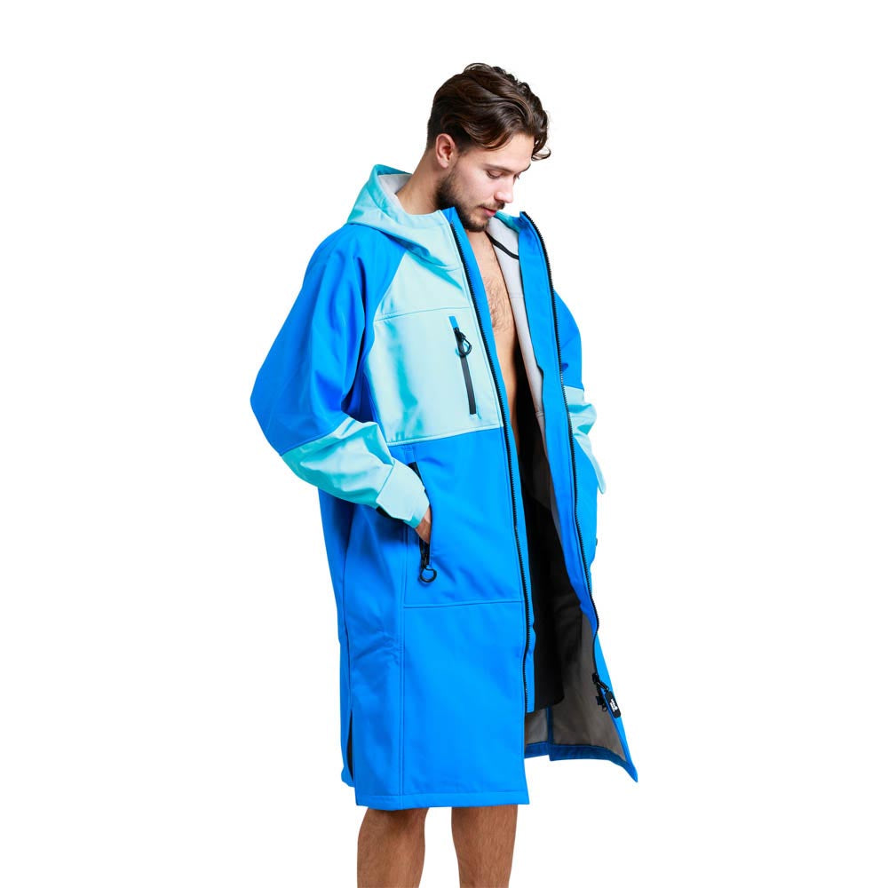 White Water Softshell Drying / Changing Robe - Cobalt Blue/Grey Lining - Changing Robe Poncho Towel by White Water