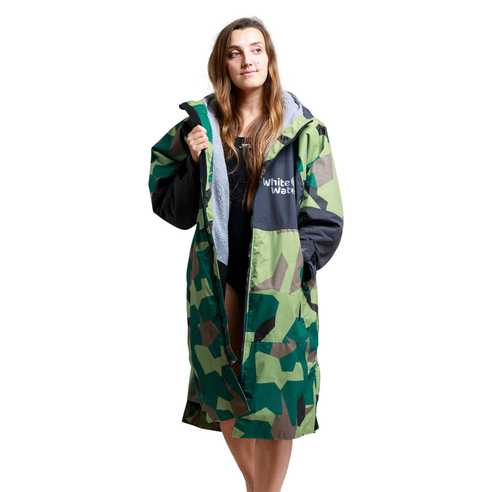 White Water Hard Shell Drying / Changing Robe - Camo/Black/Grey Lining - Changing Robe Poncho Towel by White Water